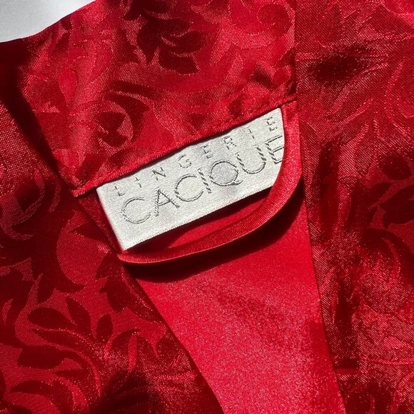 Vintage Red Satin Robe Lingerie Cacique Cardigan - Picture 2 of 11